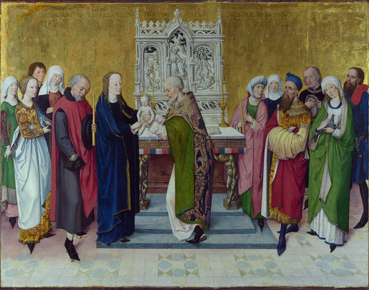 The Presentation in the Temple (from Life of the Virgin for the Ursulakirche, Cologne), vintage artwork by Master of the Life of the Virgin, A3 (16x12") Poster Print