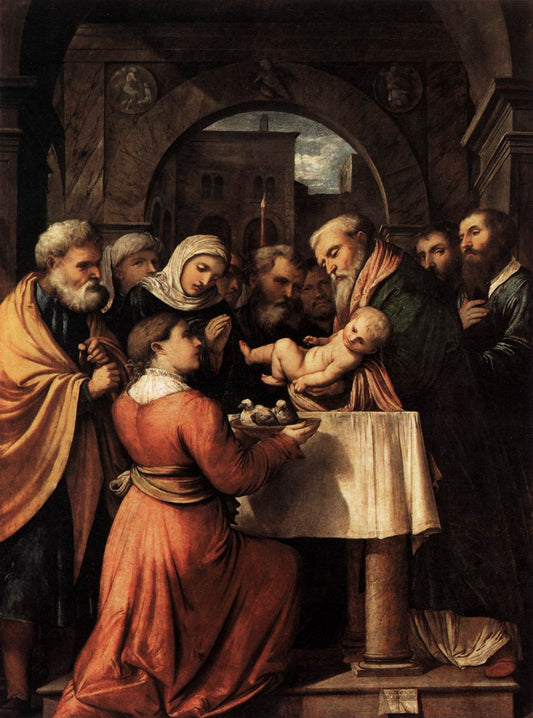 The Presentation of Jesus at the Temple, vintage artwork by Girolamo Romanino, A3 (16x12") Poster Print