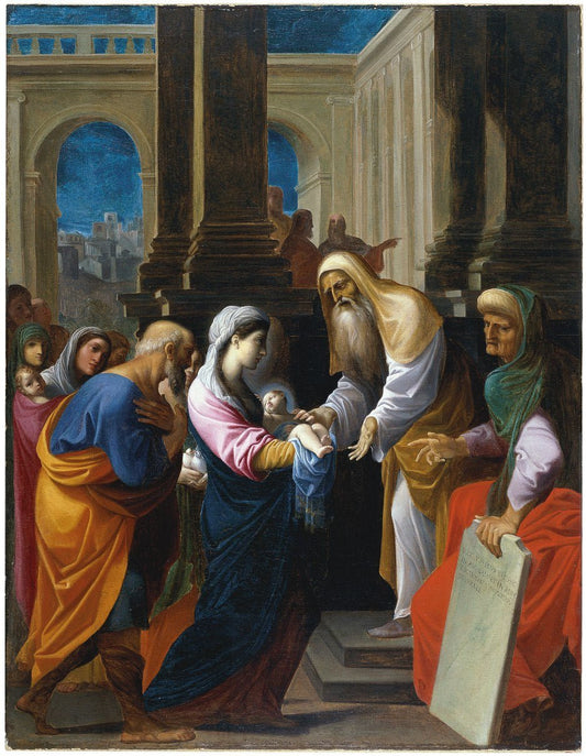The Presentation of the Christ Child in the Temple, vintage artwork by Lodovico Carracci, A3 (16x12") Poster Print