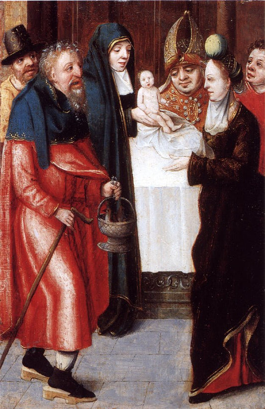The Presentation of the Infant in the Temple, vintage artwork by Master of 1518, A3 (16x12") Poster Print