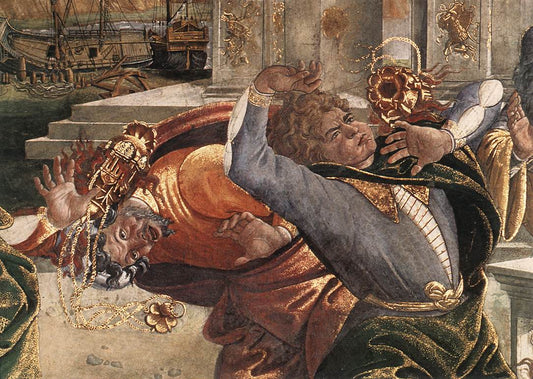 The Punishment of Korah and the Stoning of Moses and Aaron (detail 3), vintage artwork by Sandro Botticelli, A3 (16x12") Poster Print