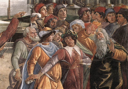 The Punishment of Korah and the Stoning of Moses and Aaron (detail 5), vintage artwork by Sandro Botticelli, A3 (16x12") Poster Print