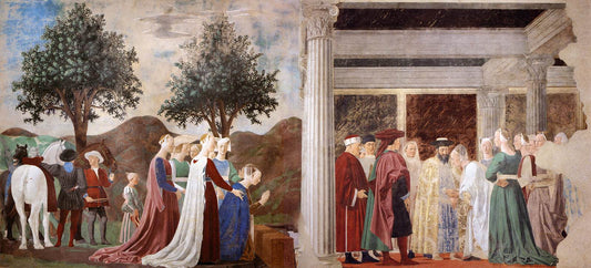 The Queen of Sheba Worshipping the Cross/Meeting between the Queen of Sheba and King Solomon, vintage artwork by Piero della Francesca, A3 (16x12") Poster Print