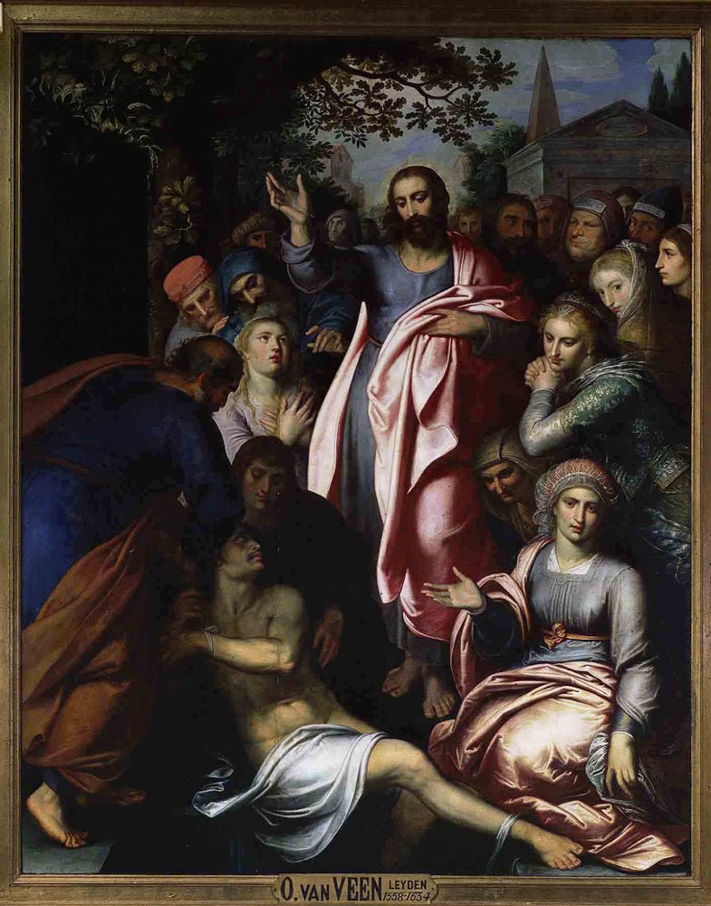 The Raising of Lasarus, vintage artwork by Otto van Veen, A3 (16x12") Poster Print