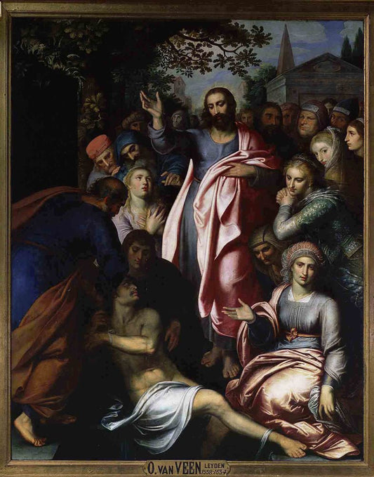 The Raising of Lasarus, vintage artwork by Otto van Veen, A3 (16x12") Poster Print