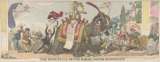 The Rehearsal or the Baron and the Elephant January 1, 1812-Ge, vintage art, A3 (16x12") Poster Print