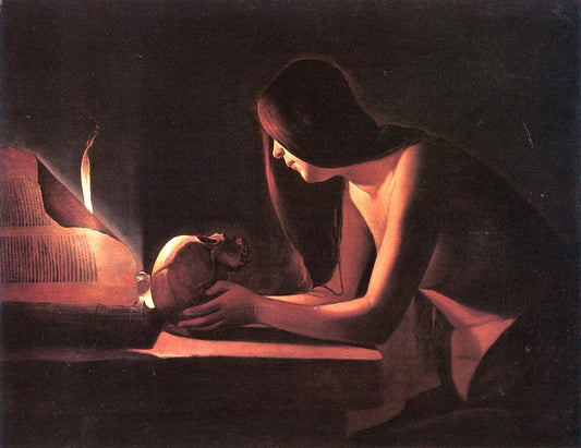 The Repentant Magdalene with a Document, vintage artwork by Georges de La Tour, 12x8" (A4) Poster