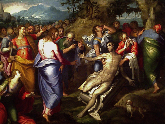 The Ressurection of Lazarus, vintage artwork by Marco Pino, A3 (16x12") Poster Print