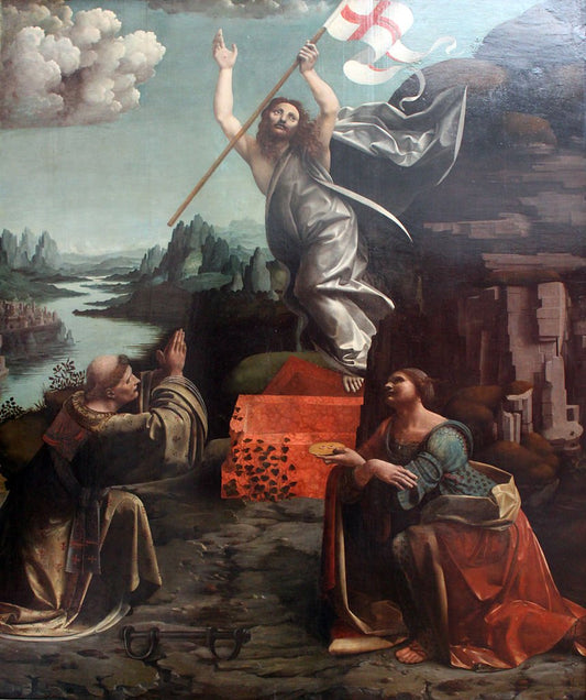 The Resurrection of Christ with Saint Leonard of Noblac and Lucia, vintage artwork by Giovanni Antonio Boltraffio, A3 (16x12") Poster Print