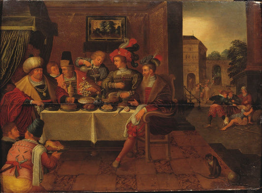 The Rich Man and Lazarus, vintage artwork by Franz Francken the Elder, A3 (16x12") Poster Print