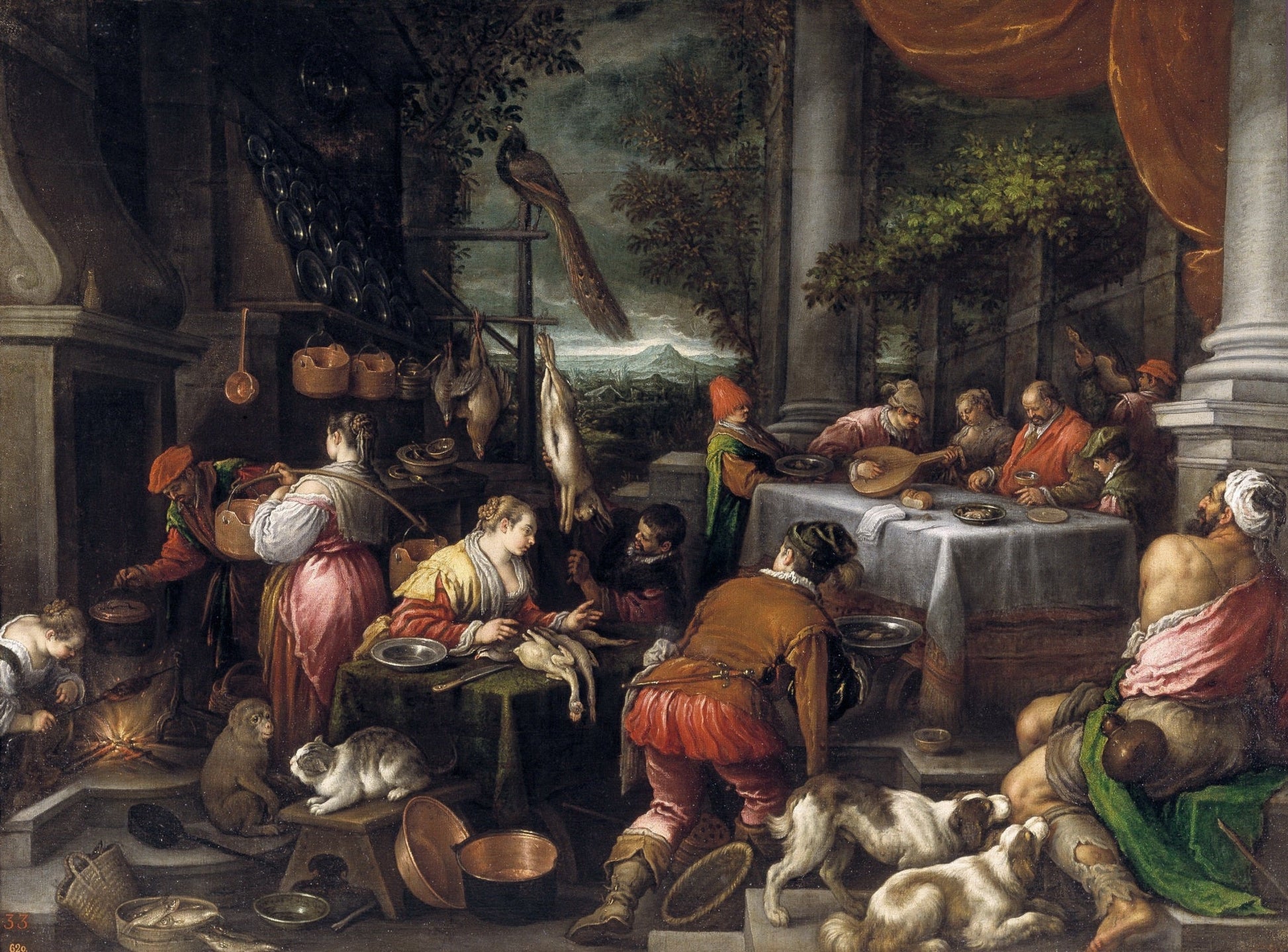 The Rich Man and Lazarus, vintage artwork by Leandro Bassano, 12x8" (A4) Poster