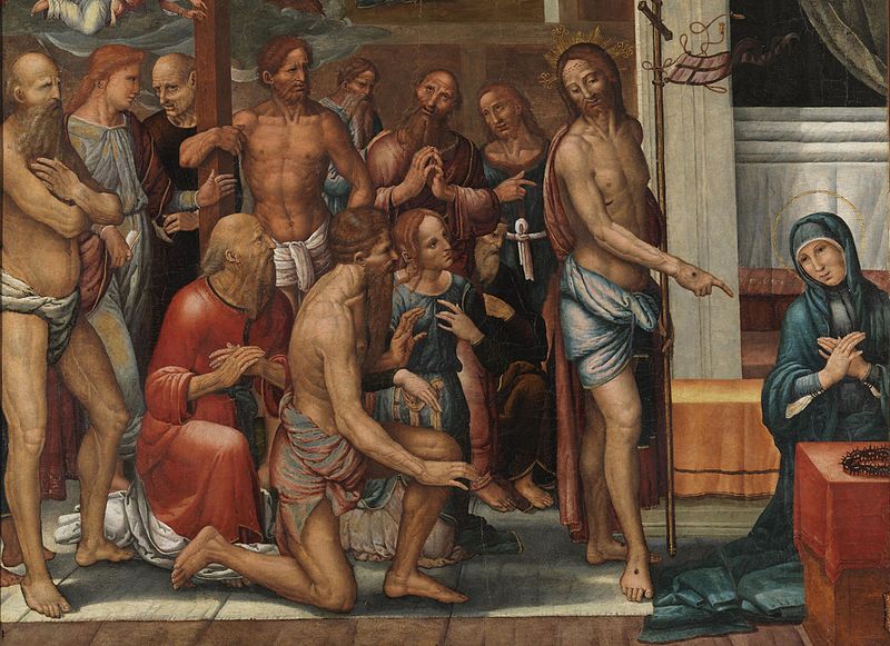 The risen Christ presenting the Virgin to the Fathers of Limbo, vintage artwork by Fernando Yáñez  de la Almedina, A3 (16x12") Poster Print