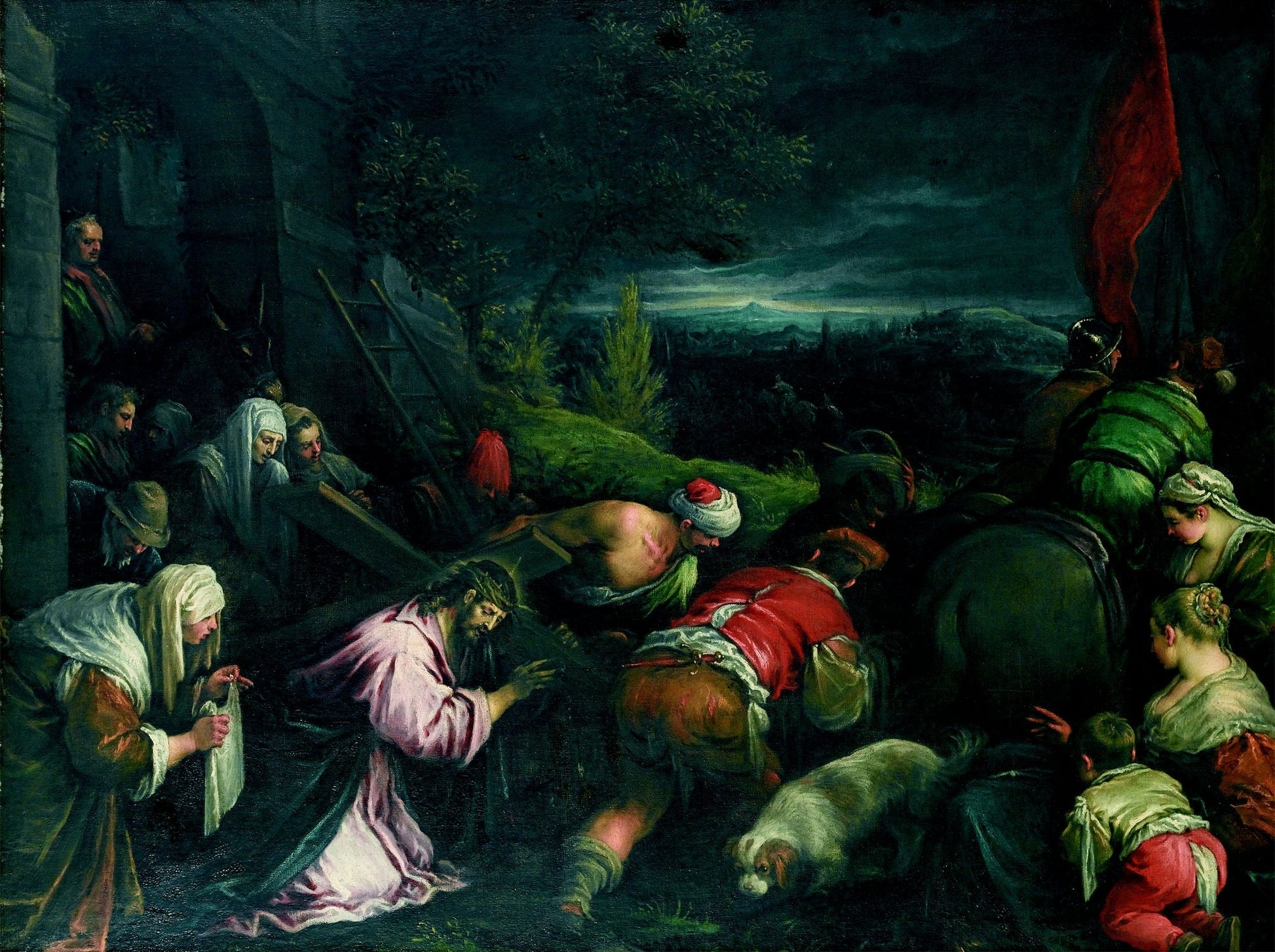The Road to Calvary with St Veronica, vintage artwork by Attributed to Francesco Bassano  the Younger, A3 (16x12") Poster Print