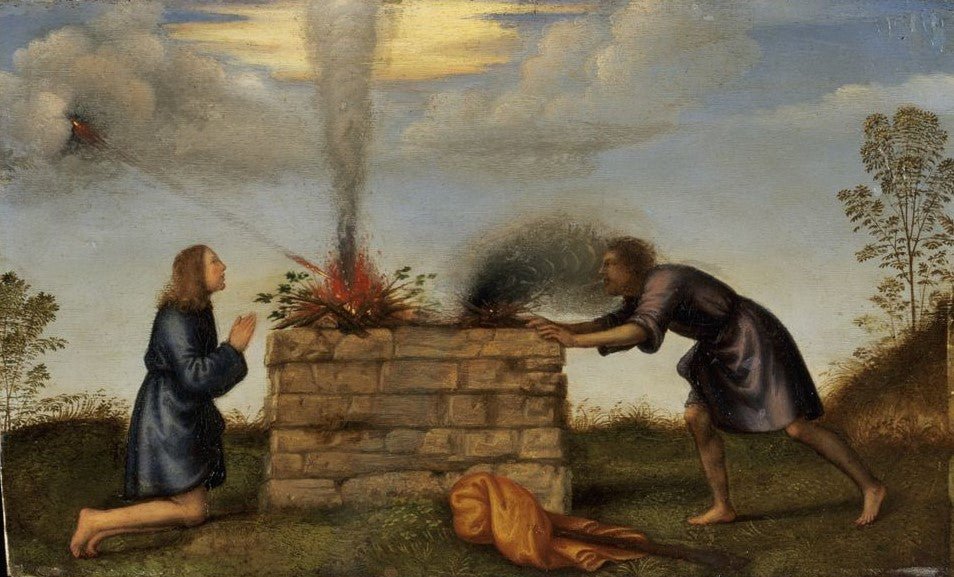 The Sacrifice of Cain and Abel, vintage artwork by Mariotto Albertinelli, A3 (16x12") Poster Print
