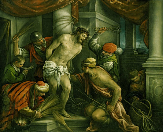 The Scourging of Christ, vintage artwork by Francesco Bassano  the Younger, A3 (16x12") Poster Print
