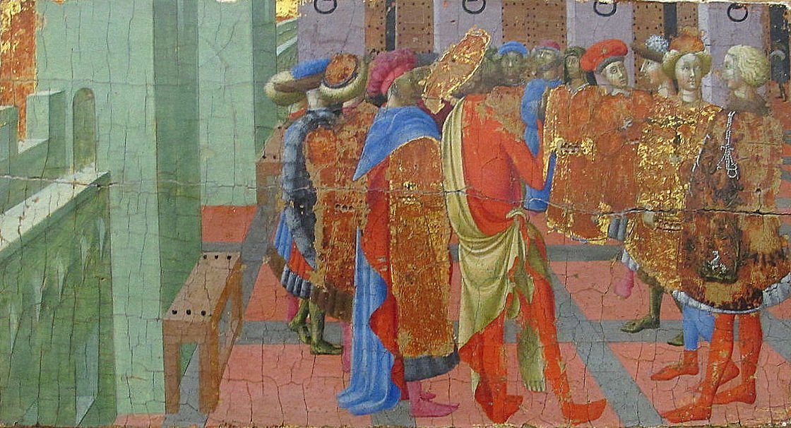 The Sermon of Saint Bartholomew, vintage artwork by Pietro di Giovanni d'Ambrogio, A3 (16x12") Poster Print