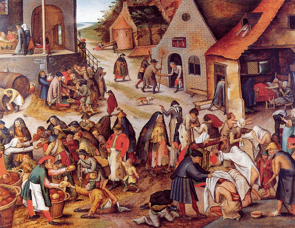 The Seven Acts of Mercy, vintage artwork by Pieter Brueghel the Younger, A3 (16x12") Poster Print