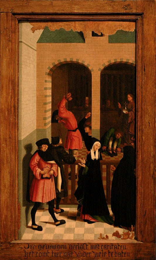 The seven Works of Mercy detail, vintage artwork by Master of Alkmaar, A3 (16x12") Poster Print