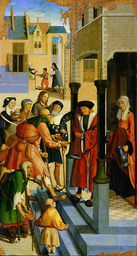 The Seven Works of Mercy ~ Quenching the Thirsty, vintage artwork by Master of Alkmaar, A3 (16x12") Poster Print