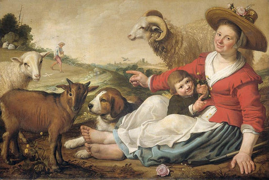 The Shepherdess, vintage artwork by Jacob Gerritsz. Cuyp, 12x8" (A4) Poster
