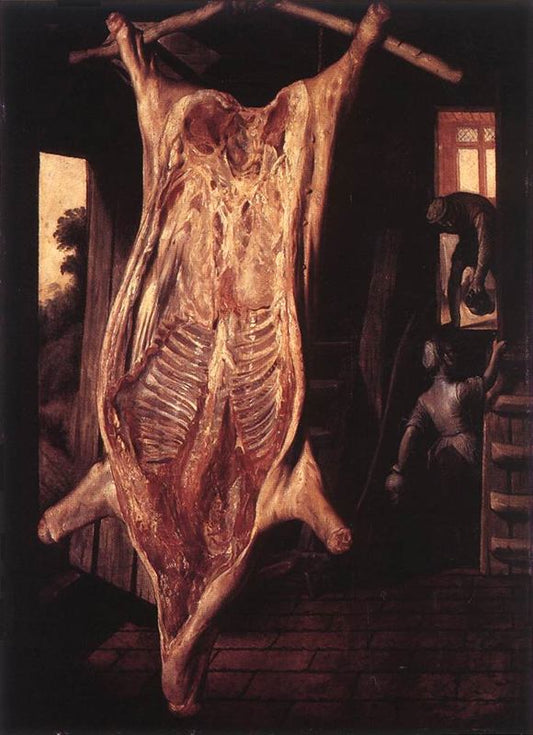 The Slaughered Pig, vintage artwork by Joachim Beuckelaer, 12x8" (A4) Poster