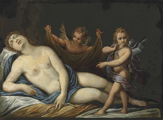 The Sleep of Diana, vintage artwork by Bassetti Marcantonio, 12x8" (A4) Poster