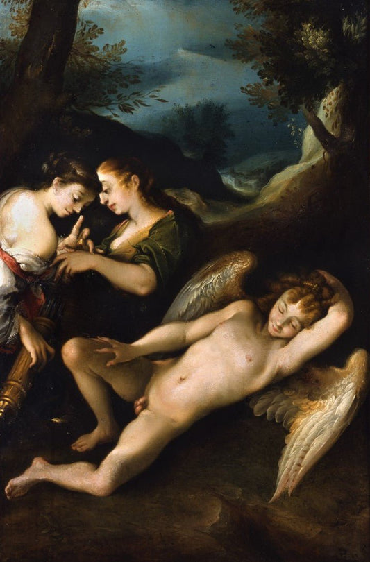 The Sleeping Cupid, vintage artwork by Joseph Heintz the Elder, A3 (16x12") Poster Print