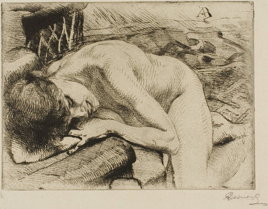 The Sleeping Model by  Albert Besnard, 23x16"( A2 size) Poster Print