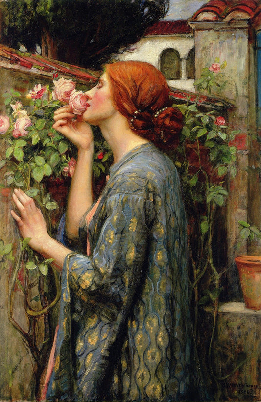 The Soul of the Rose (also known as My Sweet Rose (1908) by John William Waterhouse, vintage historic artwork, A2 size Poster Reproduction