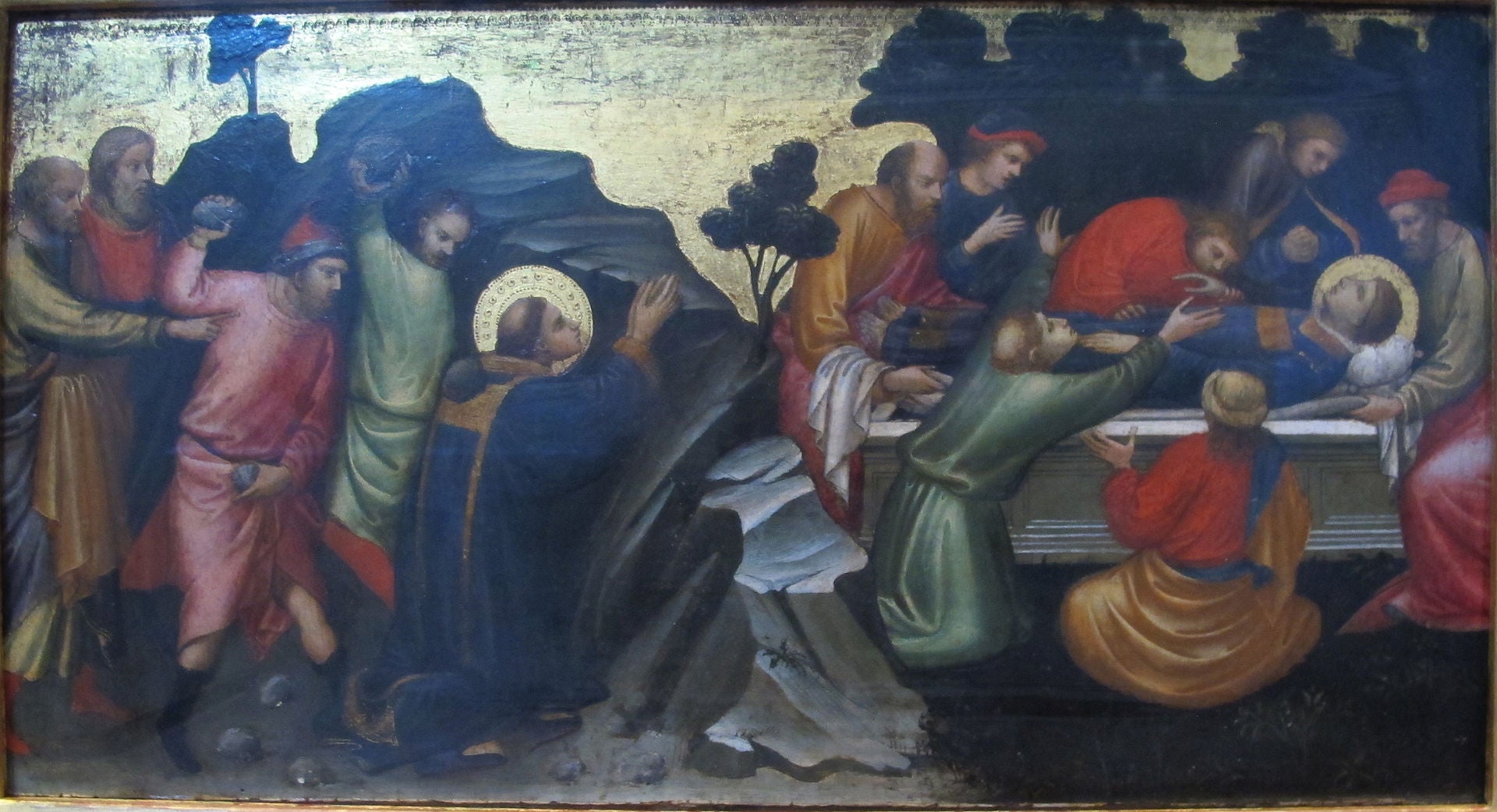 The Stoning of St. Stephen / The Burial of St. Stephen, vintage artwork by Mariotto di Nardo, A3 (16x12") Poster Print