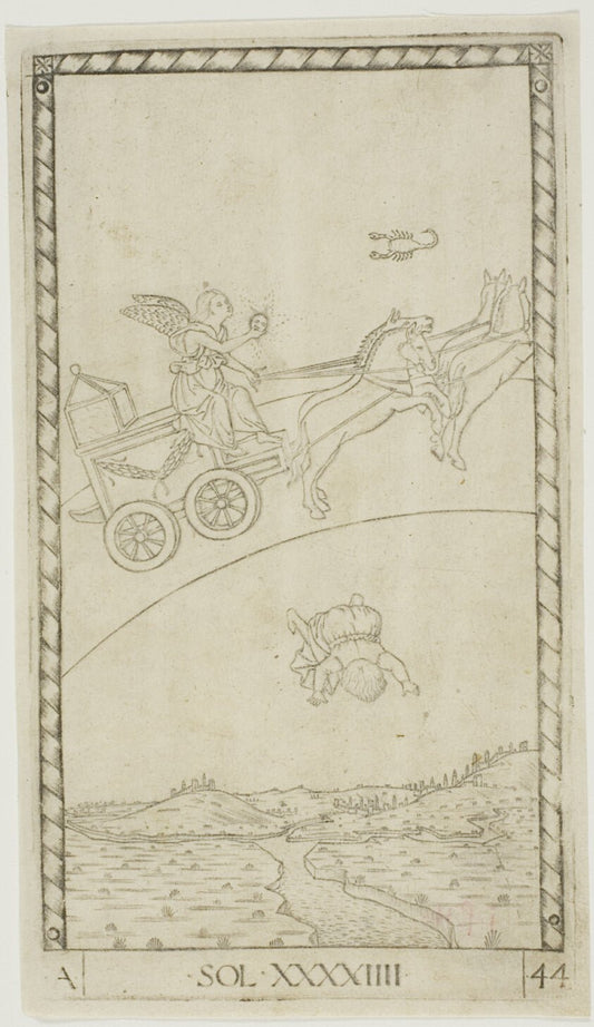 The Sun, plate 44 from Planets and Spheres by  Master of the E-Series Tarocchi, 23x16"( A2 size) Poster Print