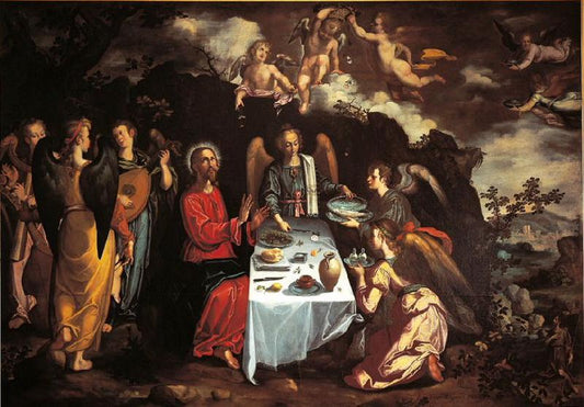 The Supper with Christ and the Angels, vintage artwork by Francisco Pacheco, A3 (16x12") Poster Print