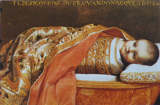 The swaddled Prince of Urbino in the cradle, vintage artwork by Federico Barocci, 12x8" (A4) Poster