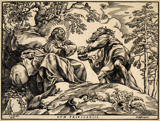 The Temptation of Christ by  the Devil by  Christoffel Jegher (Flemish, 1596-1652/53), 23x16"( A2 size) Poster Print