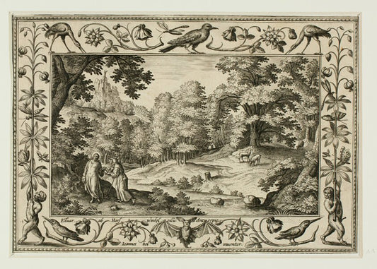 The Temptation of Christ, from Landscapes with Old and New Testament Scenes and Hunting Scenes by  Adriaen Collaert (Flemish, c. 1560–1618) , 23x16"( A2 size ) Poster Print