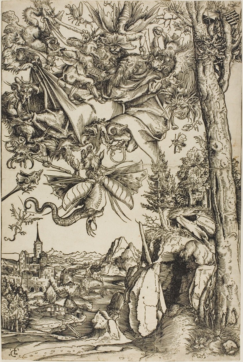 The Temptation of Saint Anthony by  Lucas Cranach the Elder, 23x16"( A2 size) Poster Print