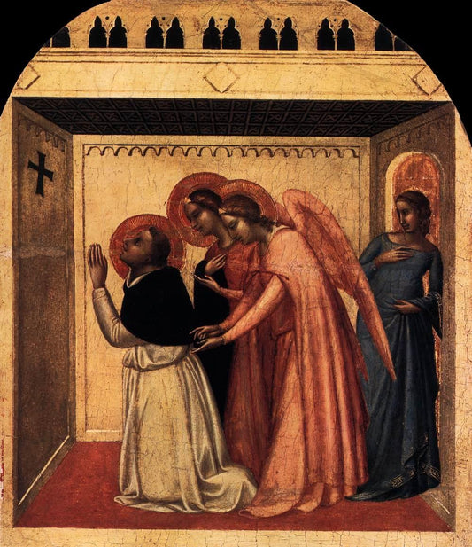 The Temptation of Saint Thomas Aquinas, vintage artwork by Bernardo Daddi, 12x8" (A4) Poster