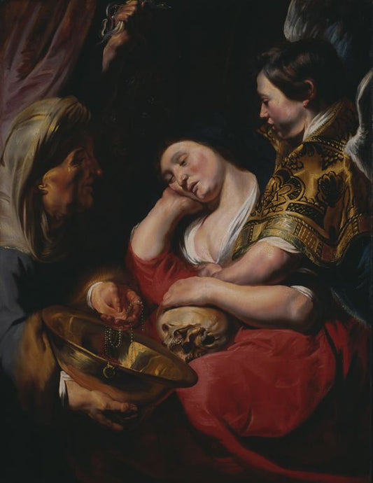 The Temptation of the Magdalene, vintage artwork by Jacob Jordaens, 12x8" (A4) Poster