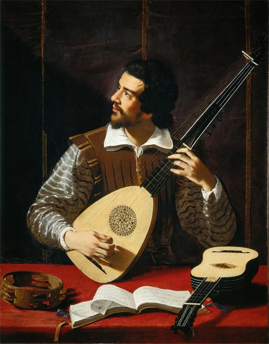 The Theorbe Player, vintage artwork by Antiveduto Grammatica, A3 (16x12") Poster Print