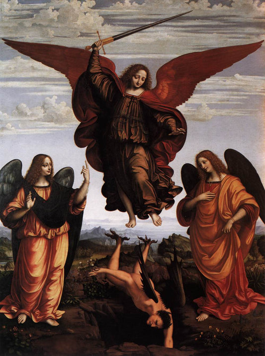 The Three Archangels, vintage artwork by Marco d' Oggiono, A3 (16x12") Poster Print