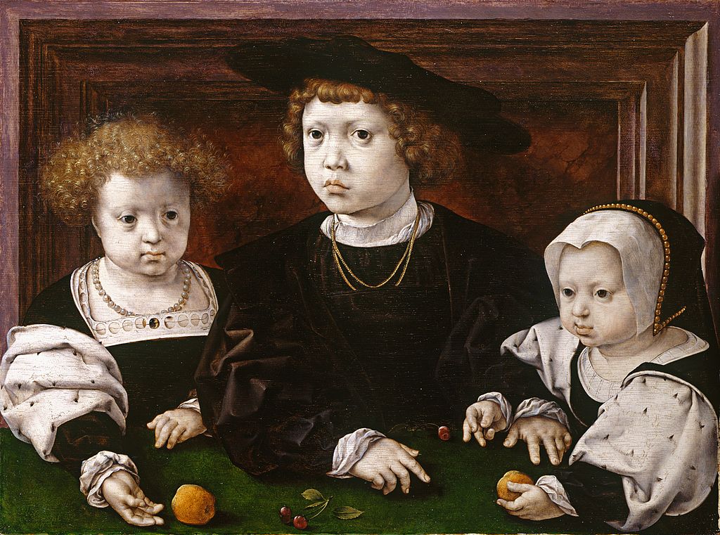 The Three Children of Christian II of Denmark, vintage artwork by Jan Gossaert, A3 (16x12") Poster Print