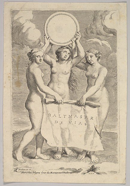 The Three Graces 1659-Claude Mellan , vintage art, A3 (16x12") Poster Print
