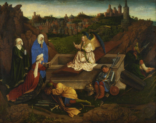 The Three Marys at the Tomb, vintage artwork by Jan van Eyck, A3 (16x12") Poster Print