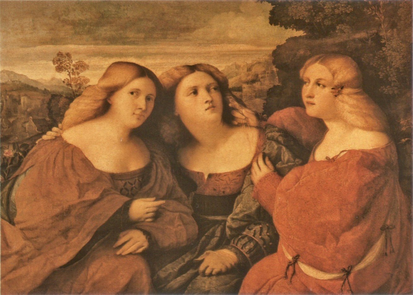 The Three Sisters, vintage artwork by Palma il Vecchio, A3 (16x12") Poster Print
