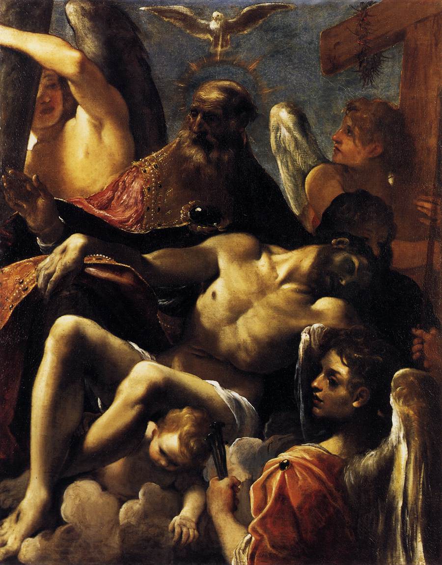 The Trinity with the Dead Christ, vintage artwork by Lodovico Carracci, A3 (16x12") Poster Print