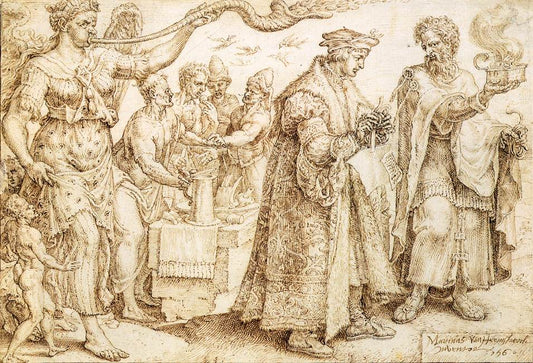 The Unhappy Lot of the Rich, vintage artwork by Maerten van Heemskerck, A3 (16x12") Poster Print