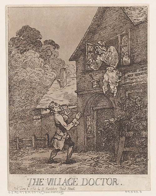 The Village Doctor June 8, 1774-After Henry Wigstead , vintage art, A3 (16x12") Poster Print