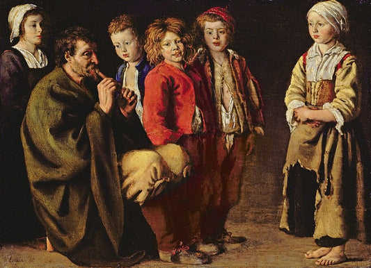 The Village Piper, vintage artwork by Louis Le Nain, 12x8" (A4) Poster