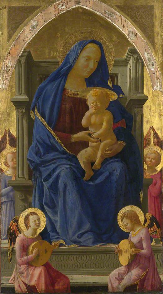 The Virgin and Child Enthroned (central panel for the Pisa Altarpiece), vintage artwork by Masaccio, A3 (16x12") Poster Print