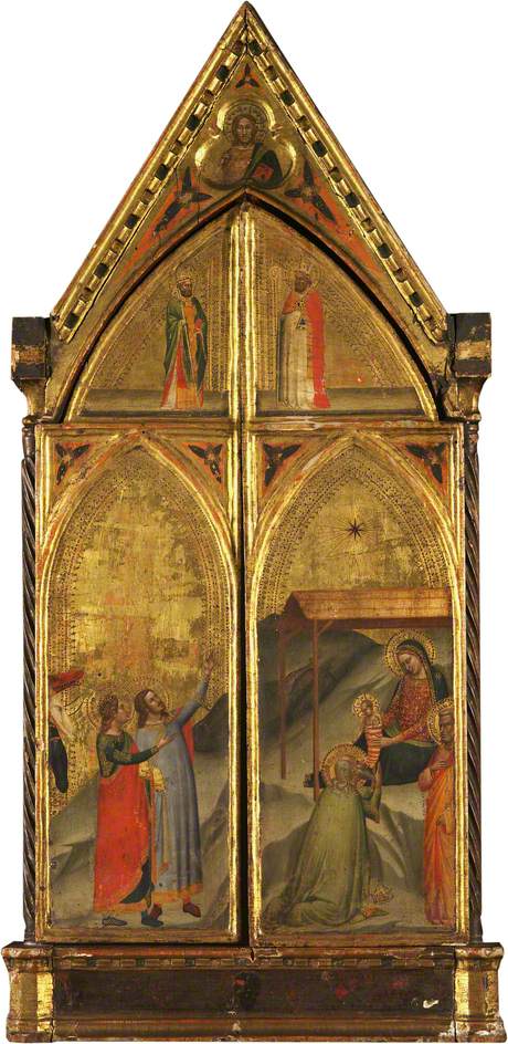 The Virgin and Child Enthroned (Triptych closed), vintage artwork by Bernardo Daddi, A3 (16x12") Poster Print